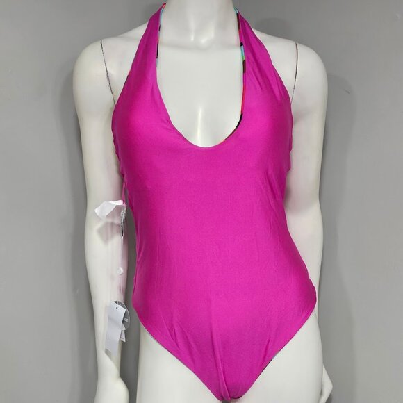 Trina Turk Reversible Plunge Halter One-Piece Swimsuit - Picture 5 of 16